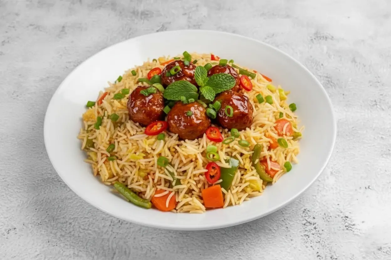 Manchurian Veg Fried Rice at Chinese Hakka & Biryani Box by Madhuban Edmonton